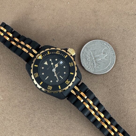 Vintage Tourneau Swiss Designed Dive Watch 20ATM 660 Watch Gold and Black - Picture 9 of 12
